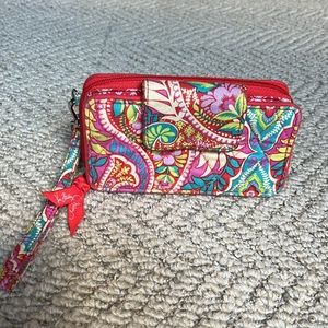 Vera Bradley Wallet-Wristlet Red/Turquoise Paisley